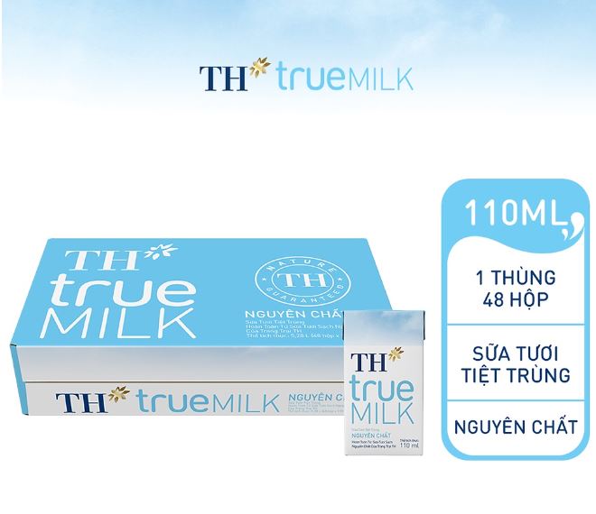 Thùng 48 hộp sữa tươi tiệt trùng nguyên chất TH True Milk 110ml