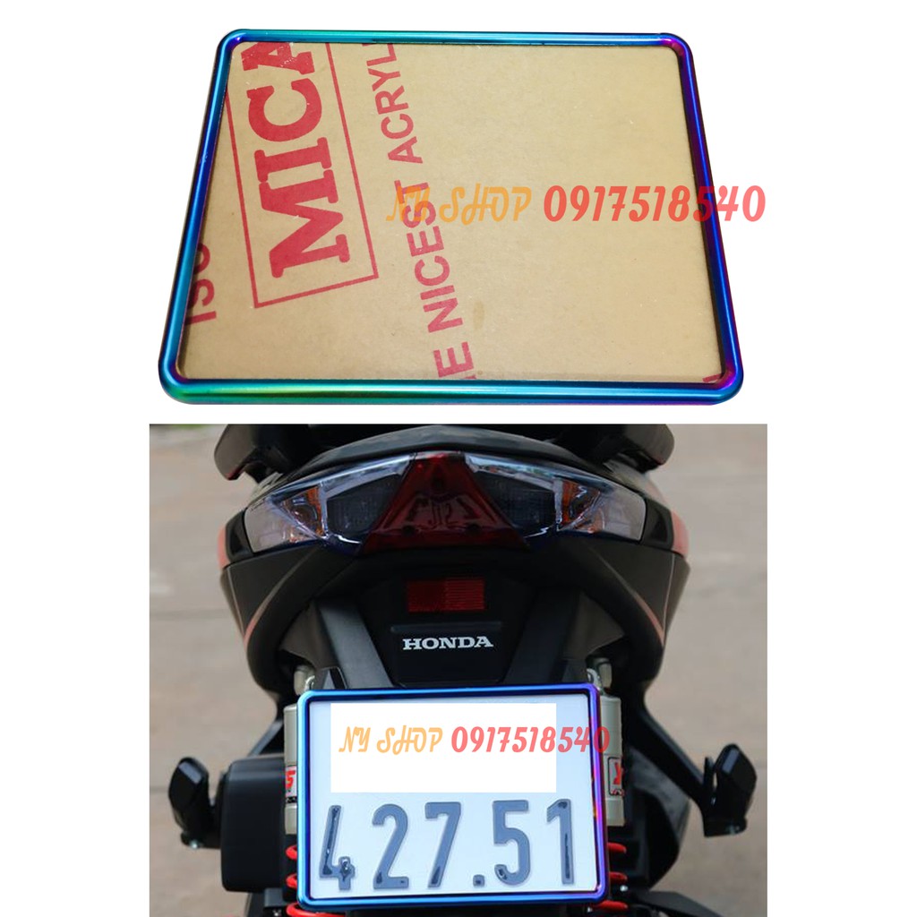 Khung biển số xi titan full kèm ốp mika