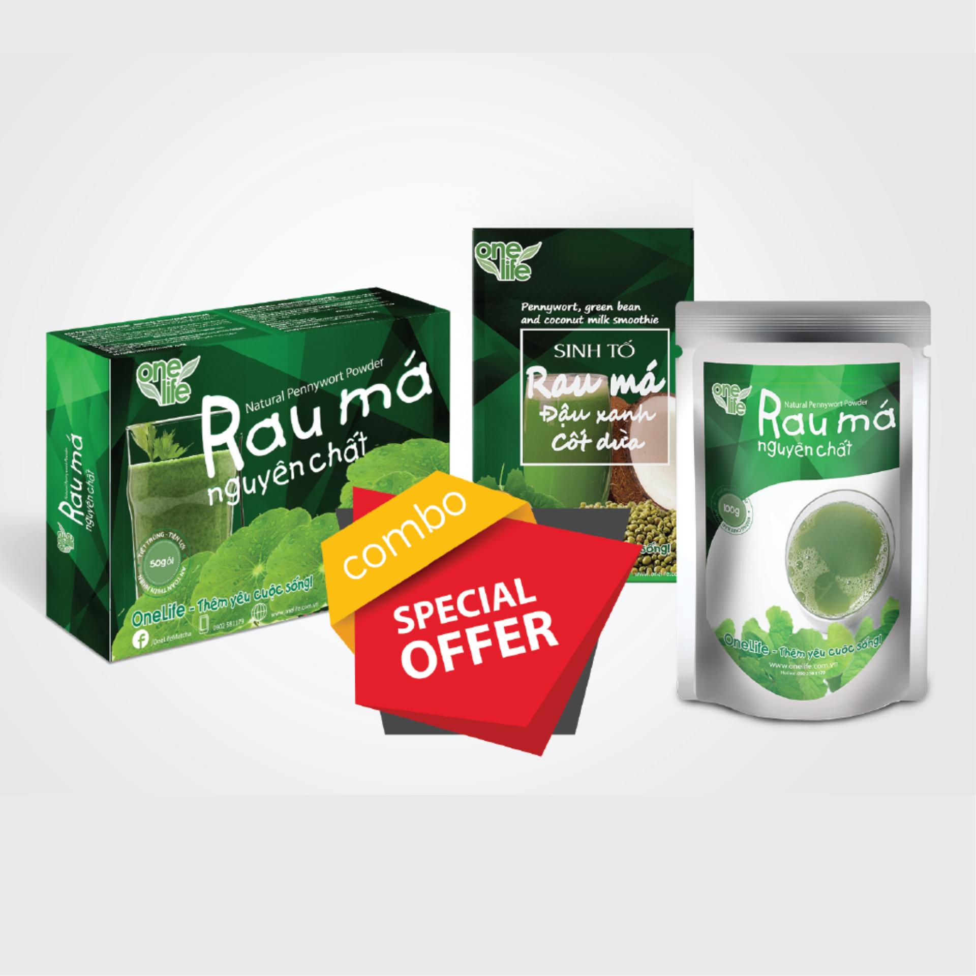 Combo Bộ Quà Tặng Cao Cấp OneLife (Bột Rau Má Nguyên Chất & Sinh Tố Rau Má Đậu Xanh Cốt Dừa)