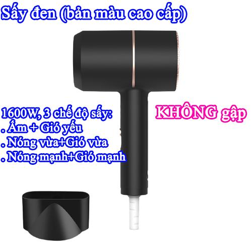 Máy sấy tóc tạo kiểu 3 chế độ sấy nóng lạnh công suất lớn 1600W nuôi dưỡng tạo kiểu tóc chuẩn salon