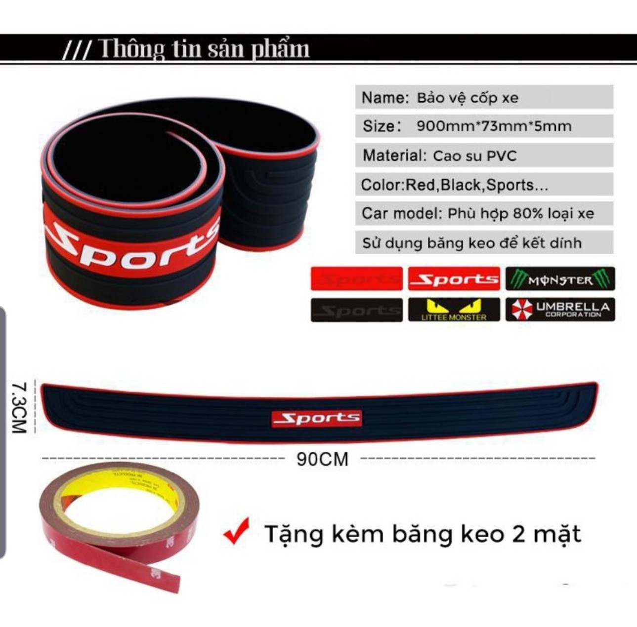 Nẹp chống chầy cốp xe Ô tô cao su dẻo