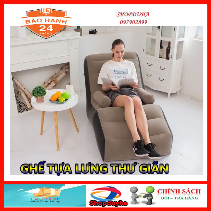 Ghế hơi tựa lưng thư giãn, ghế sofa bọc nhung ghế phòng khách có tay vịn.