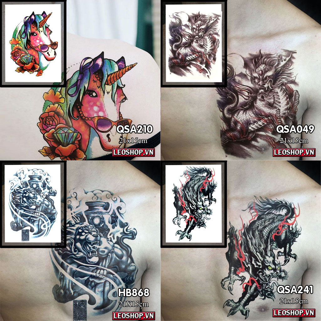 Tattoo stickers Unicorn, Qilin (21x15cm)