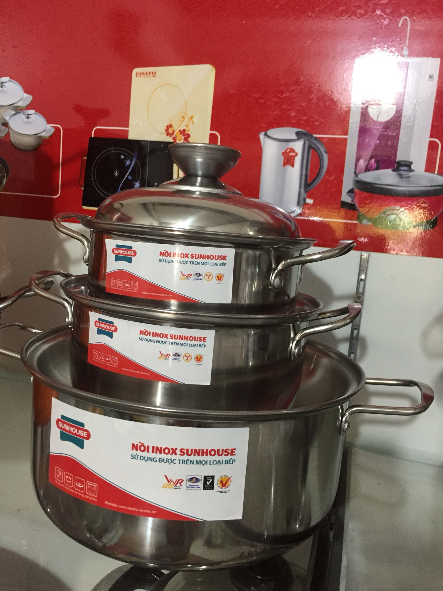 Bộ nồi Sunhouse SH224 ba chiếc inox