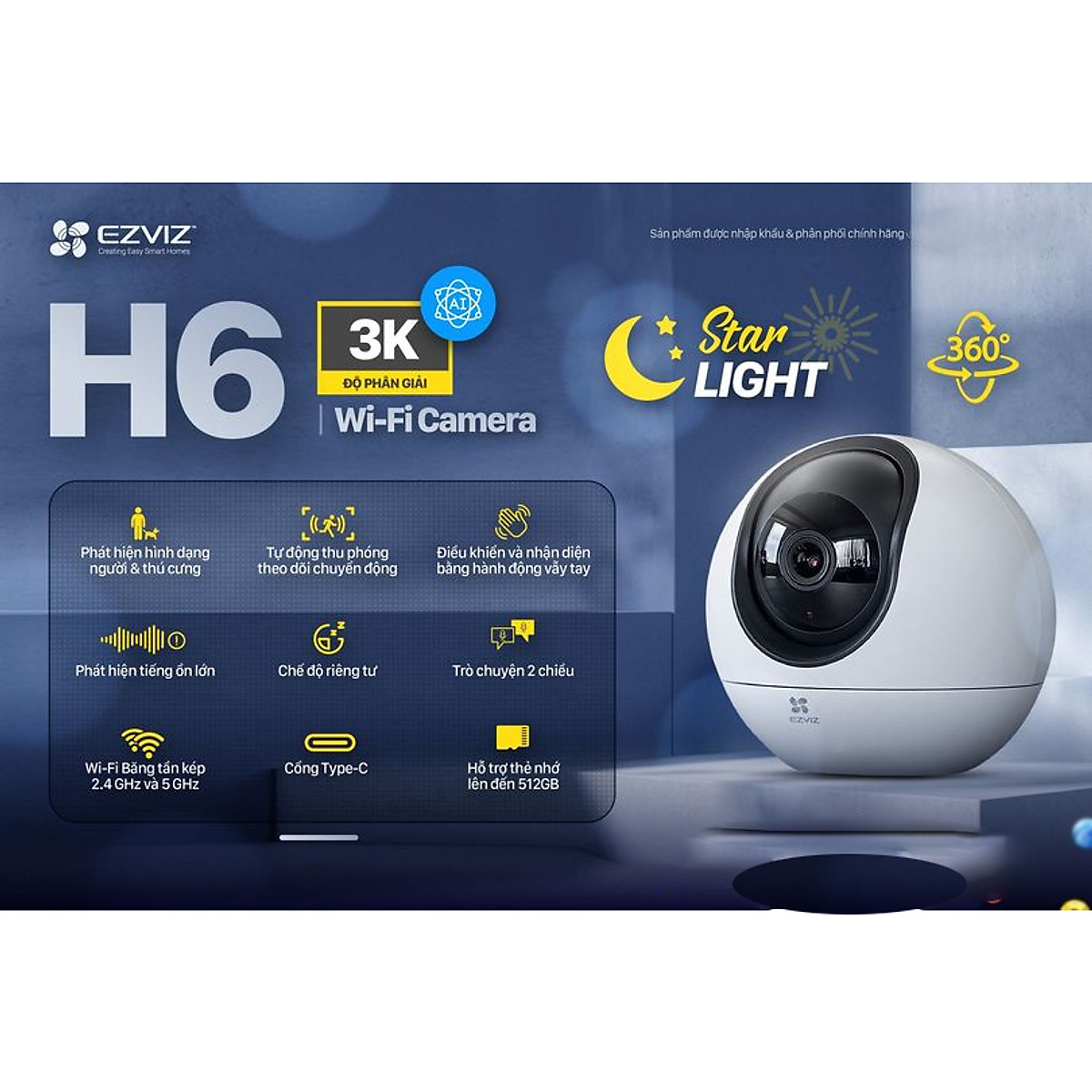 Camera WiFi Quay Quét 5MP EZVIZ H6 3K