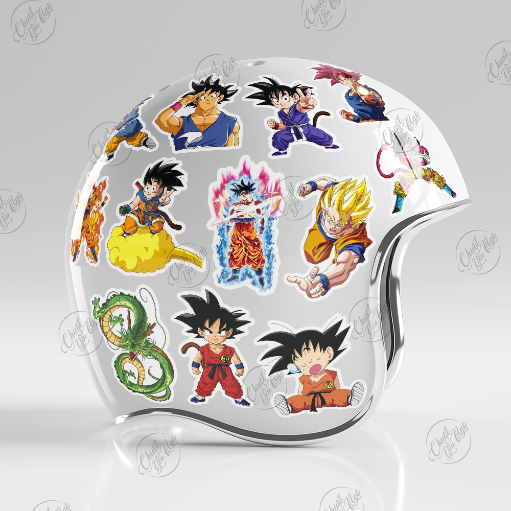 Combo 100 sticker không trùng hình dán Son Goku 7 viên ngọc rồng Dragon Ball