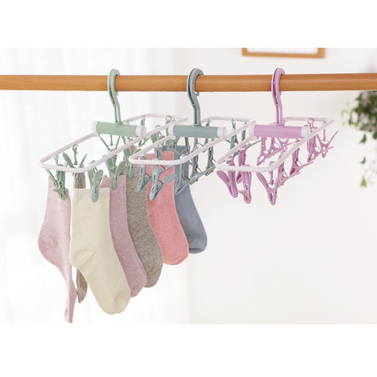 Móc chùm 12 kẹp phơi quần áo , đồ baby, tã lót, tất gấp gọn