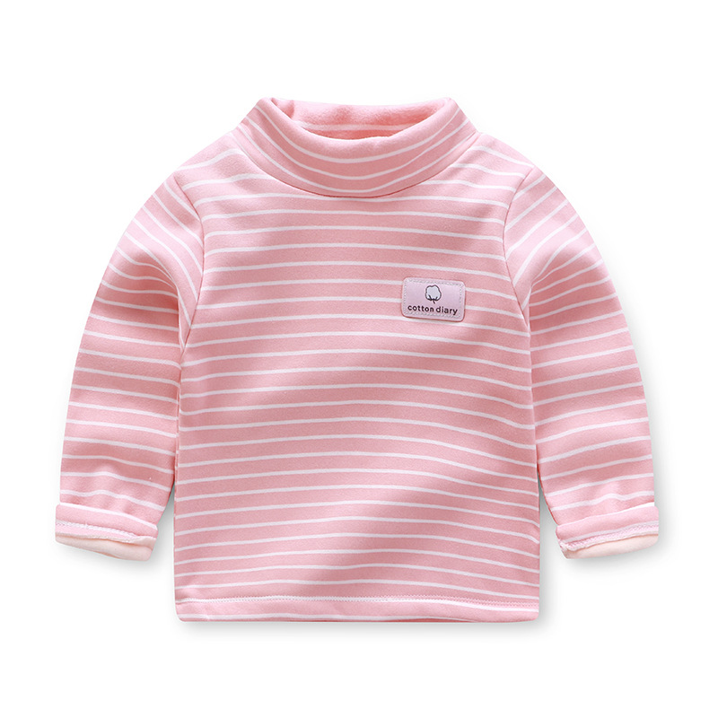 Áo giữ nhiệt Cotton lót nỉ lông dài tay cao cổ cho bé trai bé gái từ 1-5 tuổi