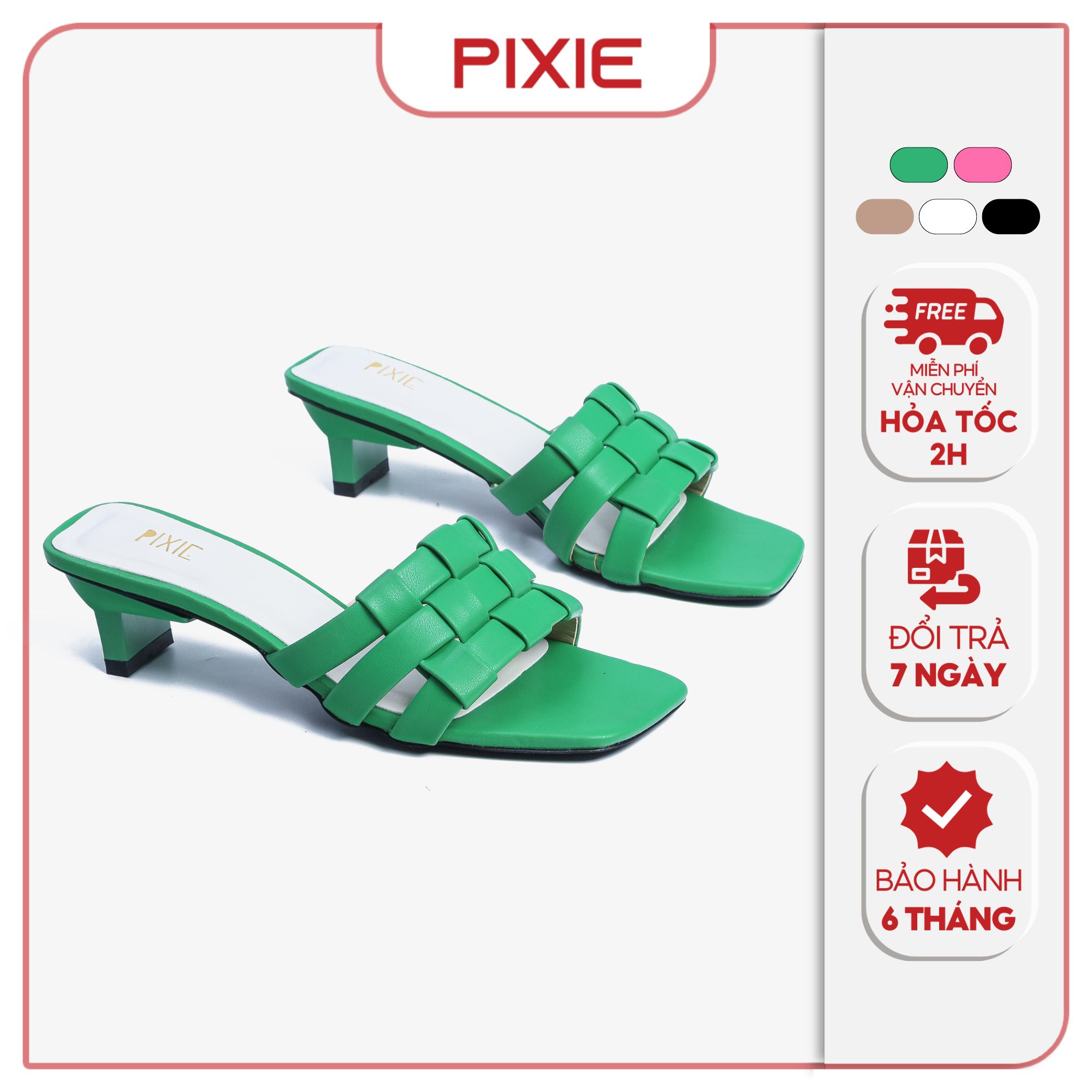 [Form nhỏ] Guốc Cao Gót 5cm Quai Đan Pixie H071