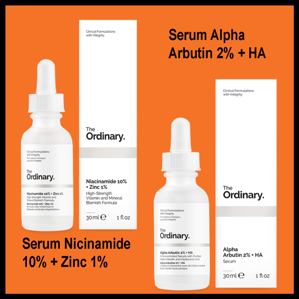 Combo The Ordinary Niacinamide 10% + Zinc 1%, The Ordinary Alpha Arbutin 2% + HA