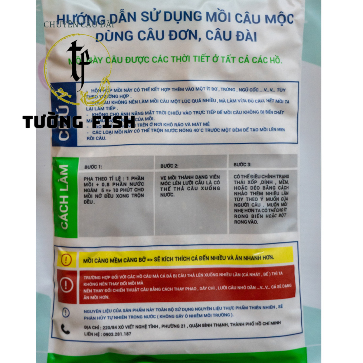 Mồi cám câu cá Mộc Xanh Lá, Cá Rô Phi, Điêu Hồng, Chép (200gram)