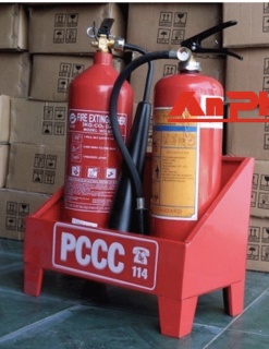 HCMKệ sắt để hai bình cứu hỏa bột và khí sơn tĩnh điện thumbnail