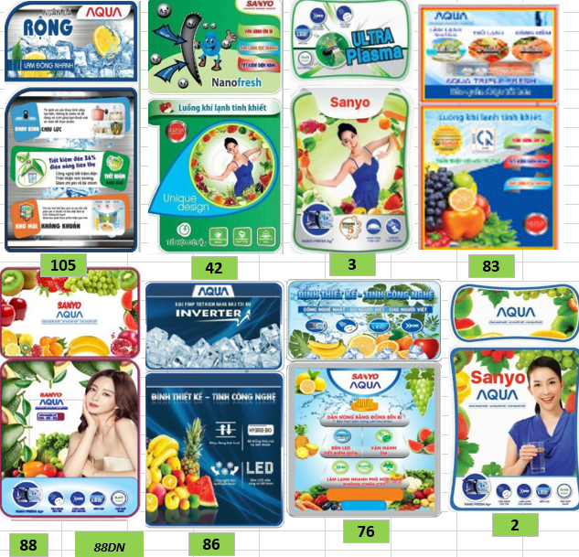 Tem Dán Tủ Lạnh Aqua Và Sanyo - Miếng Dán Tủ Lạnh Sanyo & Aqua ( Dán Bằng Băng Keo 2 Mặt )