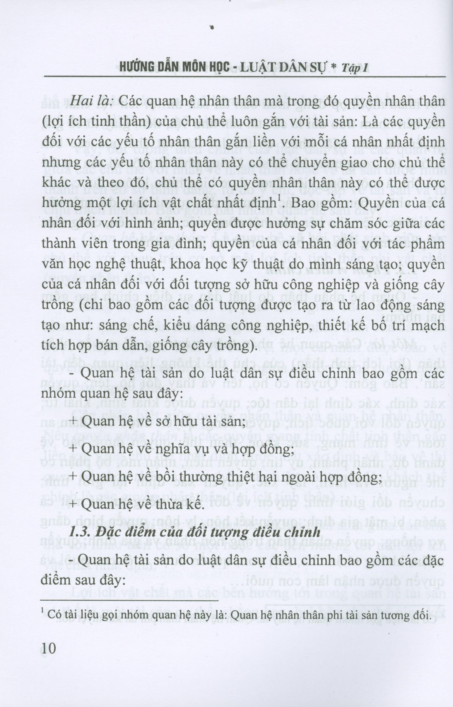 Hướng dẫn môn học luật dân sự - tập 1