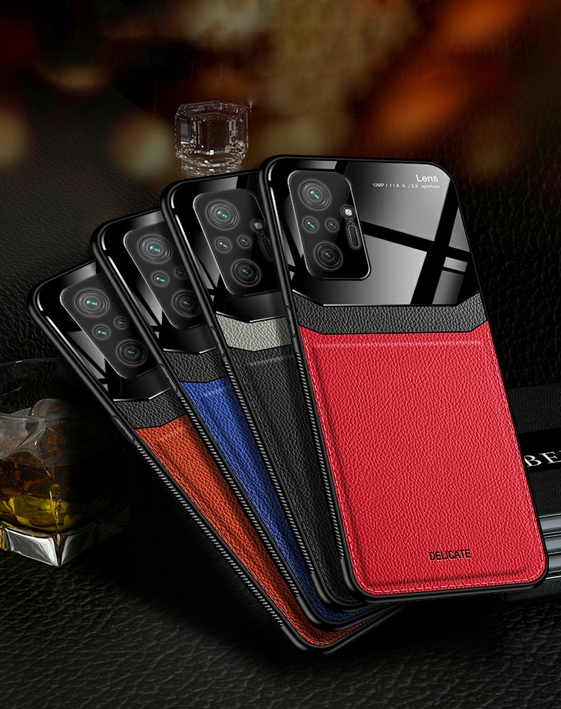 Ốp lưng Xiaomi Redmi Note 10 Pro chống sốc vân da kính cao cấp