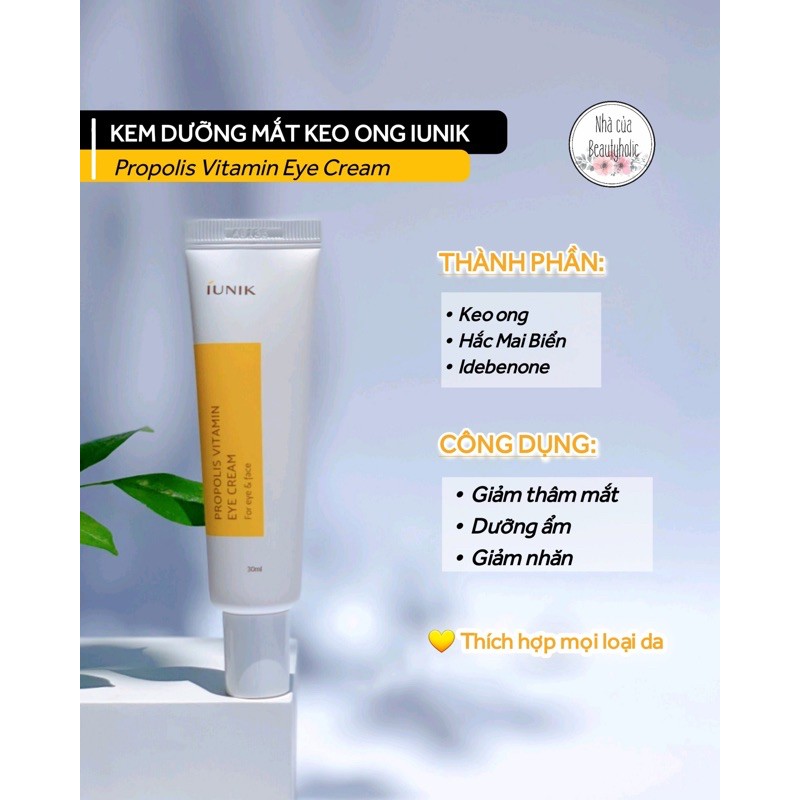 Kem mắt giúp giảm nhăn và thâm Iunik Propolis Vitamin Eye Cream