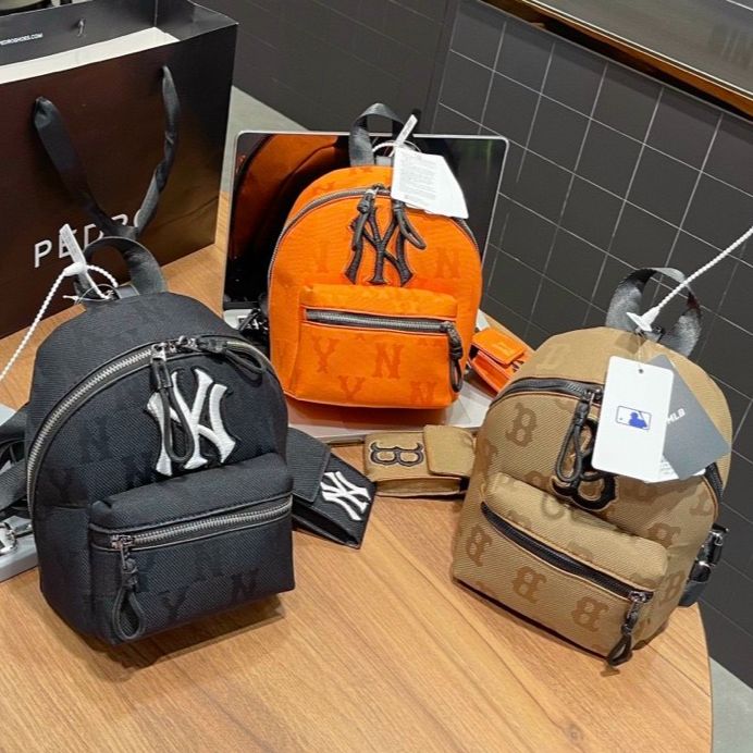 Balo Mini MLB NY Monogram Nylon Jacquard Backpack xuất dư Full Tag Mac