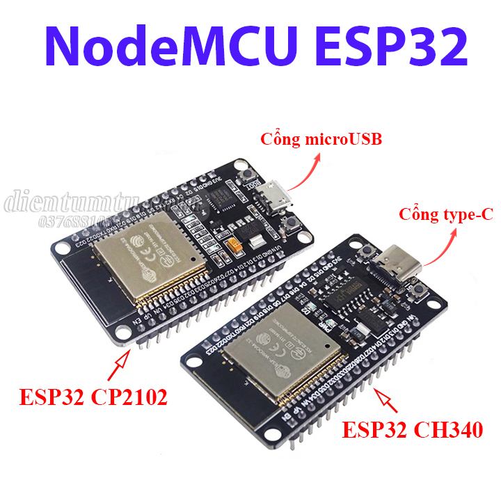 NodeMCU ESP32 Wifi BLE - CP2102 - WiFi 2.4GHz + Bluetooth BLE