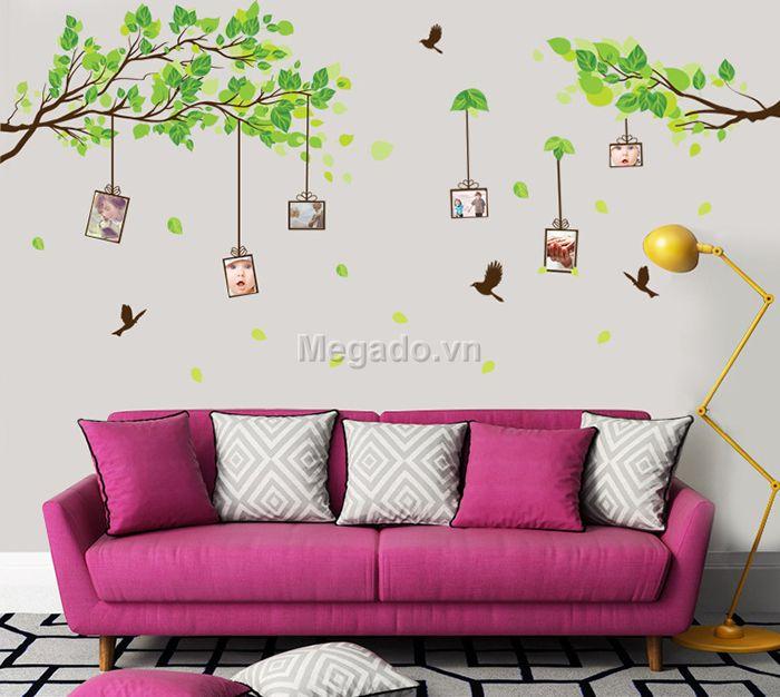 decal dán tường cành cây khung ảnh