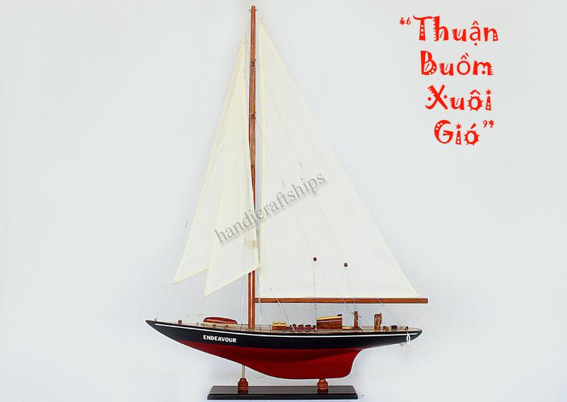 Mô hình thuyền buồm trang trí Endeavour 50cm (Đỏ - Đen)