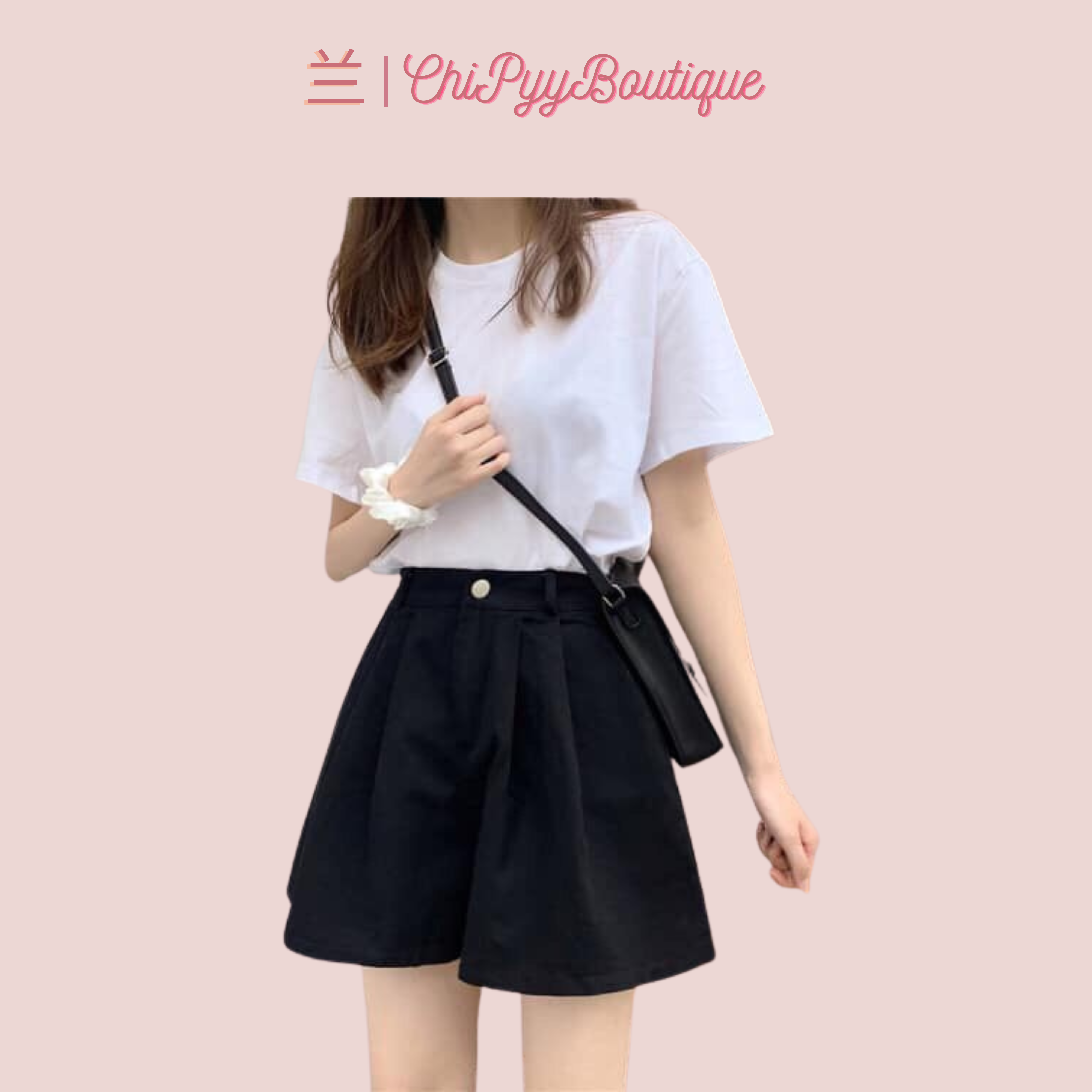 Quần shorts đùi kaki ống rộng dài trên gối màu trơn basic unisex 3 màu tím - đen - kem mặc mát lưng dây kéo form chuẩn freesize dưới 60kg - ChiPyyBoutique