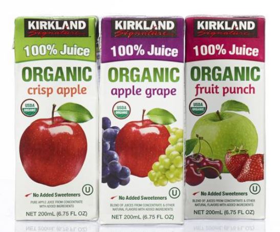 Nước ép trái cây KIRKLAND Signature Organic 100% Juice 40 hộp x200ml.  Date 12/2023