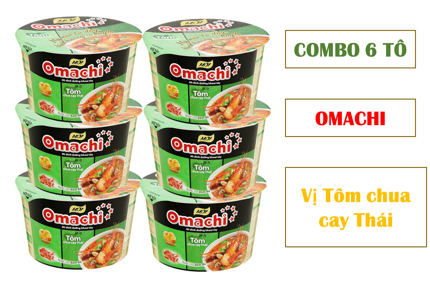 Combo 6 tô Mì Omachi Tôm chua cay Thái 91g