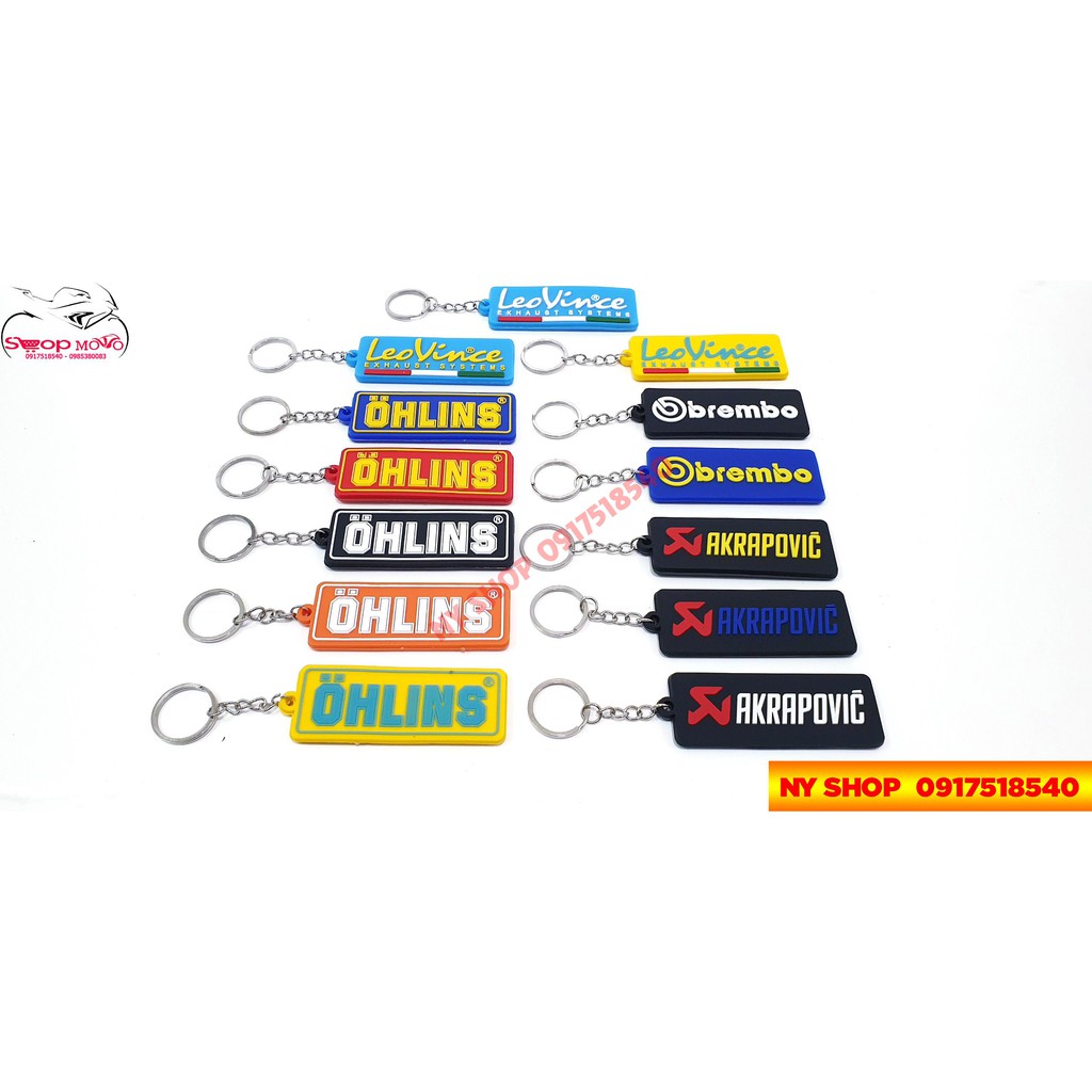 MÓC KHÓA LOGO HÃNG BREMBO,LEOVINCE,AKRAPOVIC,OHLINS