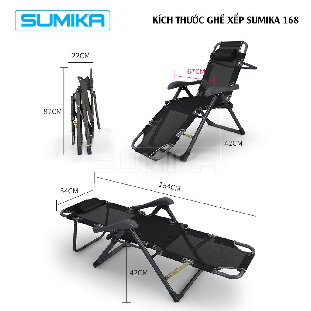 [HCM]Ghế gấp xếp thư giãn cao cấp Sumika 168