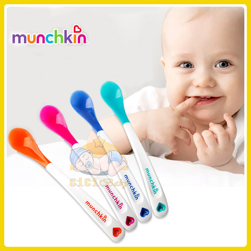 [Tách set] Thìa ăn dặm, thìa báo nóng MUNCHKIN Mỹ
