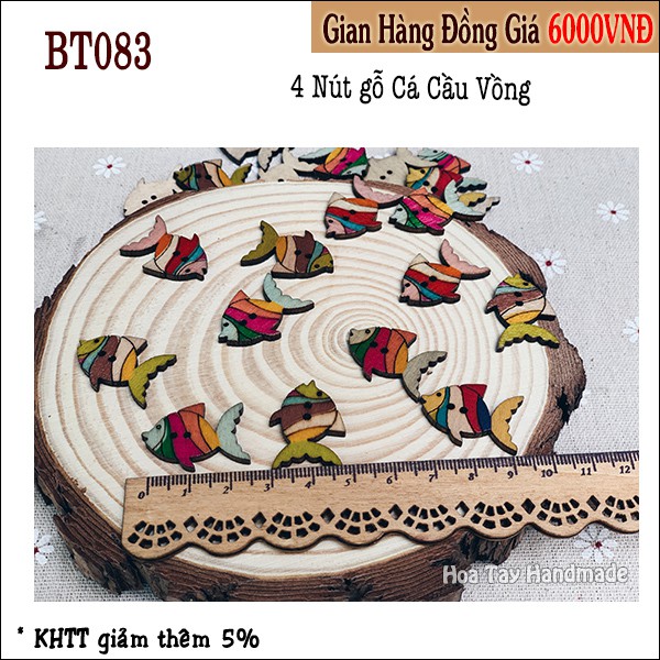 Nút Gỗ Cá Cầu Vồng BT083- Nút gỗ trang trí