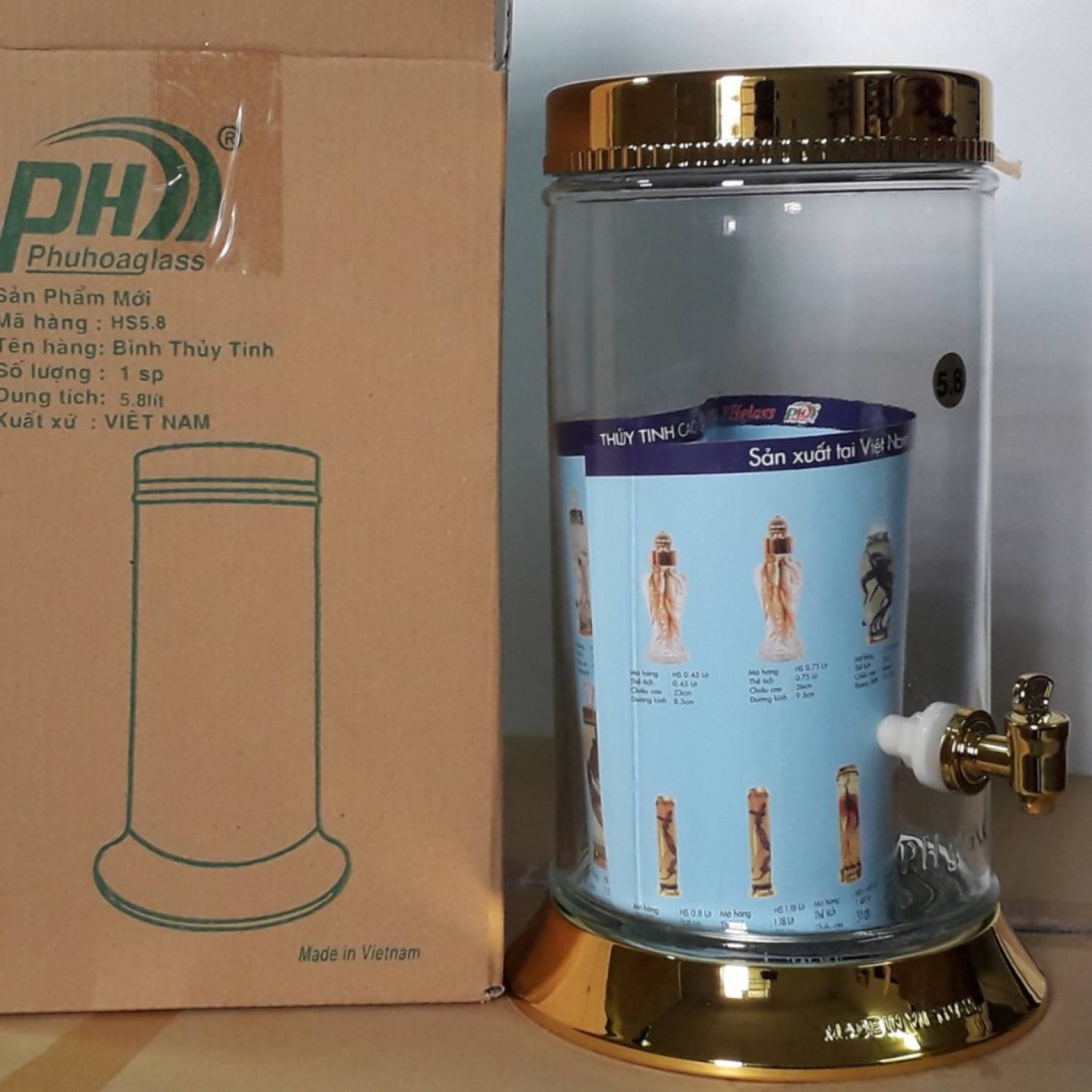 bình ngâm rượυ thủy tinh PHÚ HÒA 5,8 lít