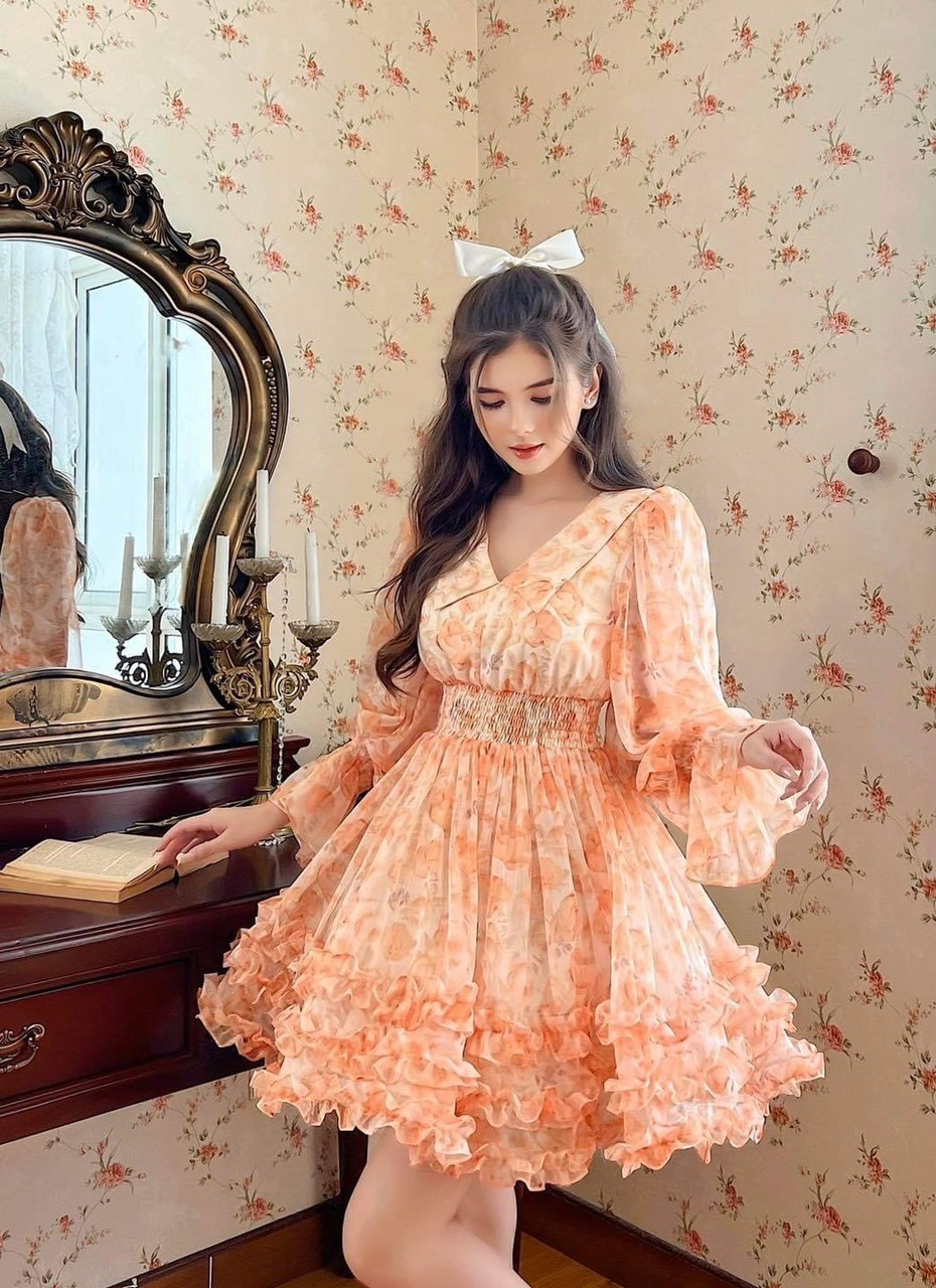 Đầm voan nhún eo bèo sang chảnh hót hít như hình ld22