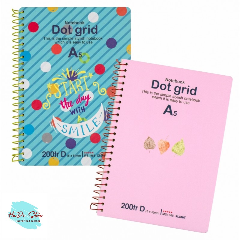 KLONG Sổ lò xo đơn DOT GRID A5 - 200trang (MS:968)