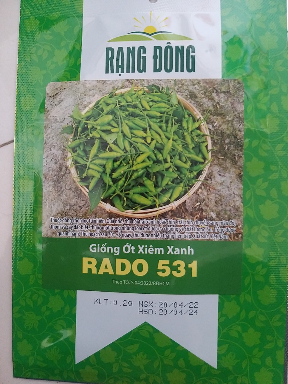 Hạt giống ớt xiêm xanh rado 531 gói 0,2g-5g