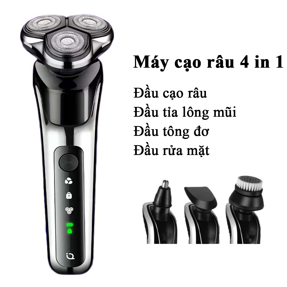 Romoss Máy Cạo Râu Đa Năng 4 In 1 Cao Cấp, Tông Đơ Cắt Tóc Tỉa Lông Mũi Cạo Khô Cạo Ướt Dao Cạo Râu Điện Hàn Quốc Cạo Lông Vùng Kín Chống Nước IPX7 Có Thể Thay Lưỡi Pin Trâu
