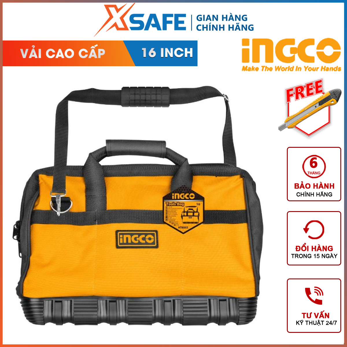 Bag craft ingco HTBG03 | laundry basket tool size 16 inch with strap on the shoulder storage devices, đồ craft