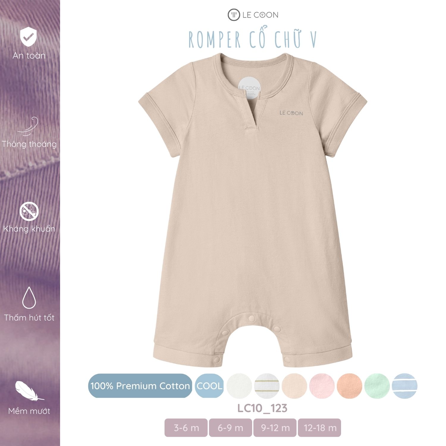 LE COON | ROMPER CỔ CHỮ V | COOL | 3 - 18 tháng