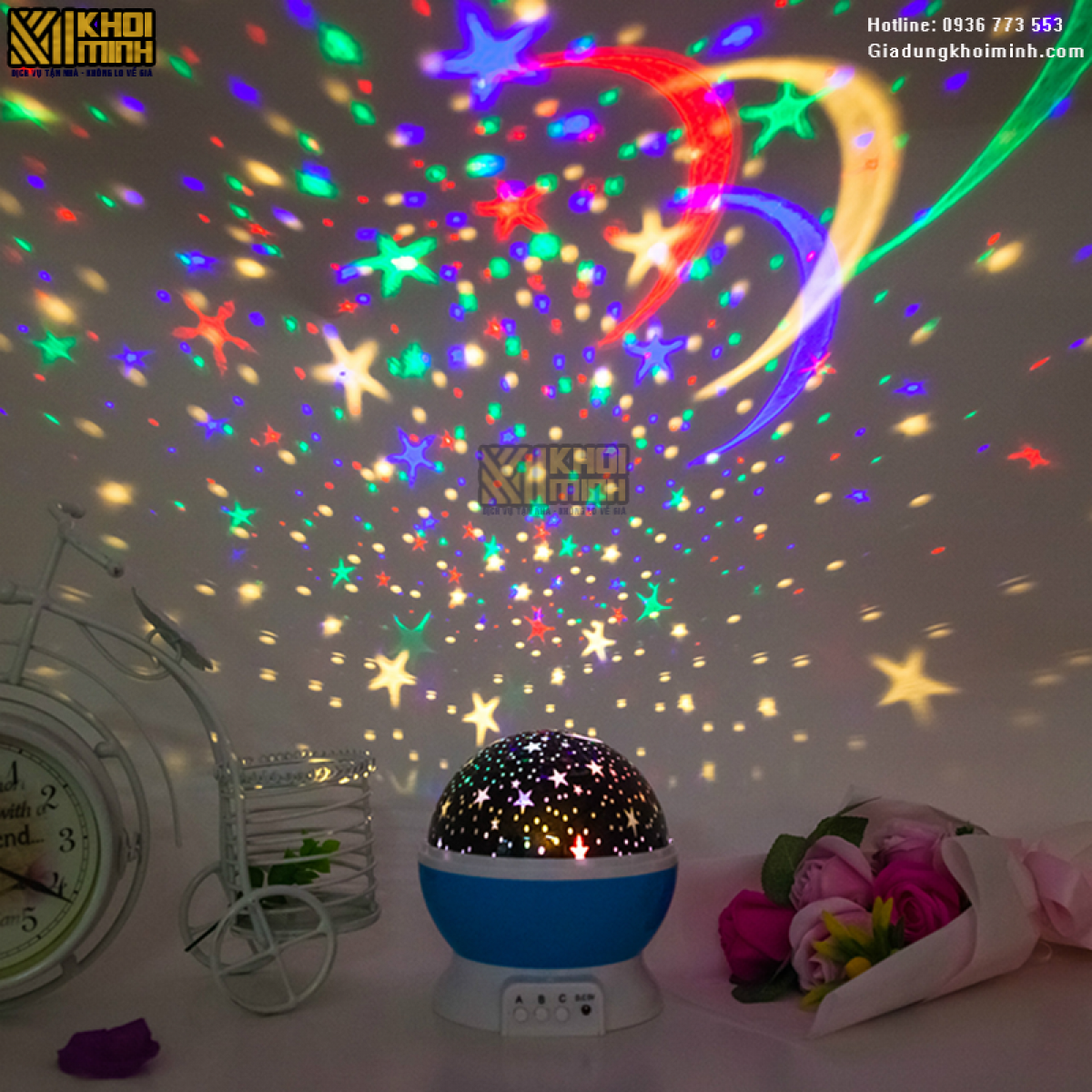 ĐÈN CHIẾU SAO MAGIC - TỰ XOAY 360 ĐỘ ( STAR ) ĐẸP ĐA MÀU SẮC