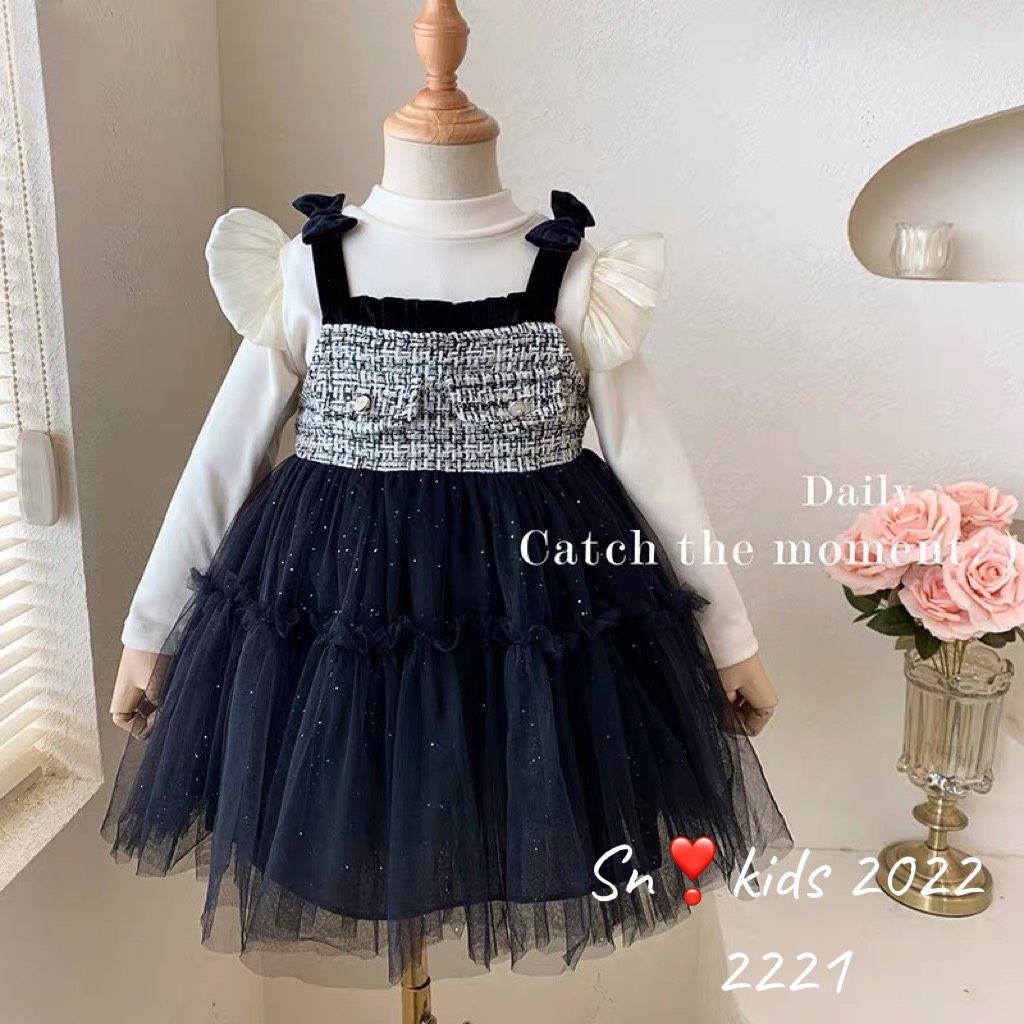 Váy bé gái, sét váy dạ phối ren 10-30kg