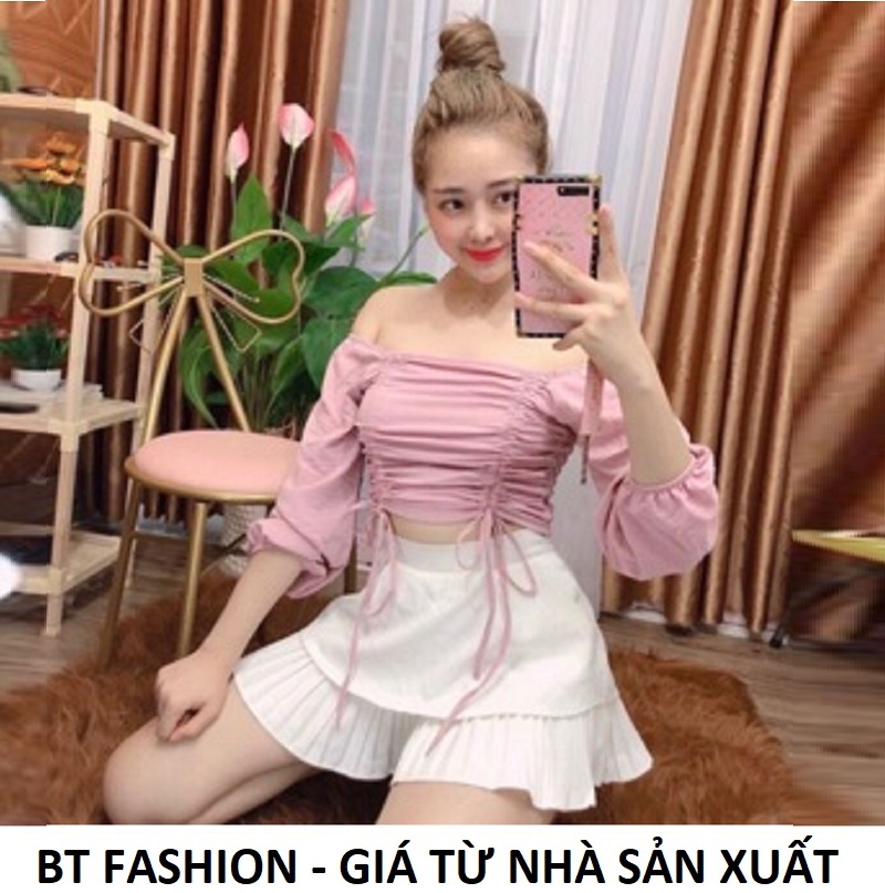 Chân Váy Xòe Ngắn Thời Trang Hàn Quốc Mới - BT Fashion (XÒE 2T Dập Ly Tầng Dưới) - VA05