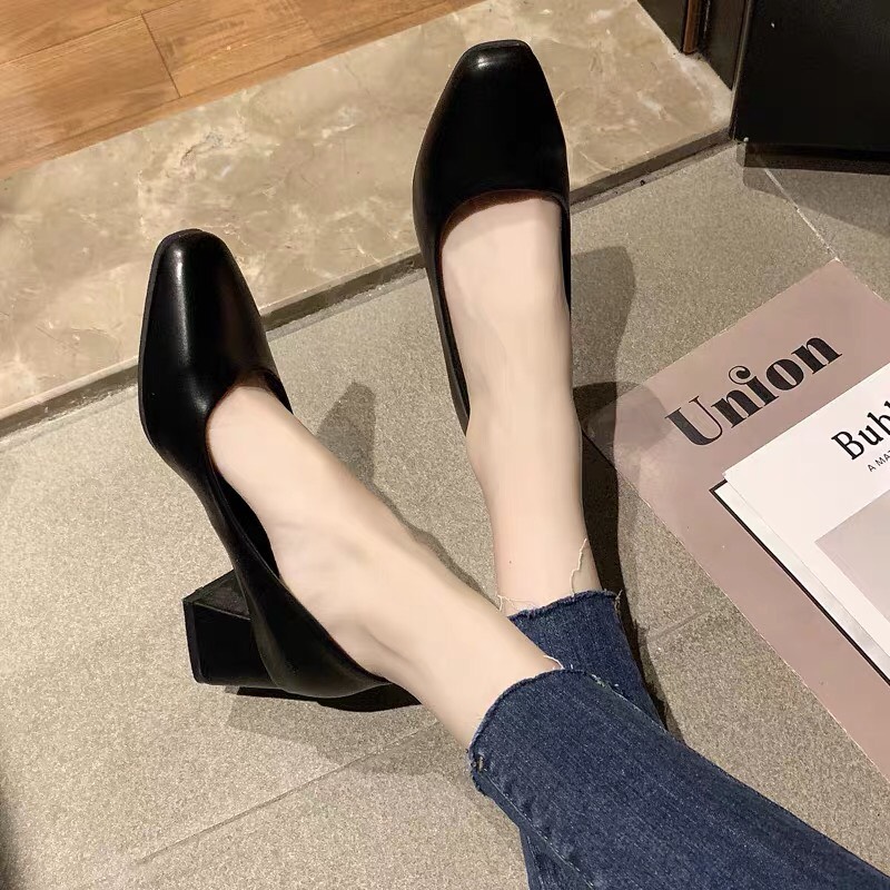 Giày Cao Gót Nữ Mũi Vuông Đế 5p Dáng Basic Mã C31