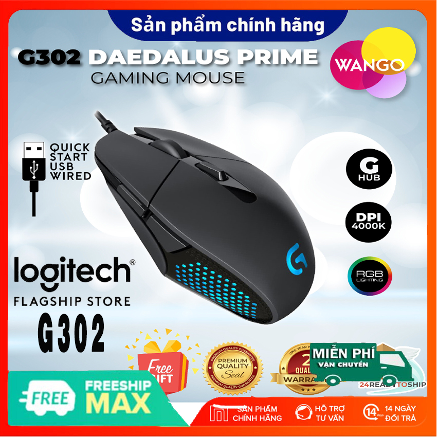 Mouse Logitech.Chuột Chơi Game Có Dây Logitech G302 Gaming USB LED ...