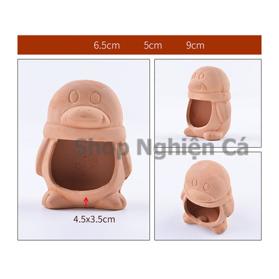 Hang trú cho cá, tép, pleco - trang trí hồ cá, thuỷ sinh đá gốm đỏ đường hầm trú ẩn nhiều hình dáng