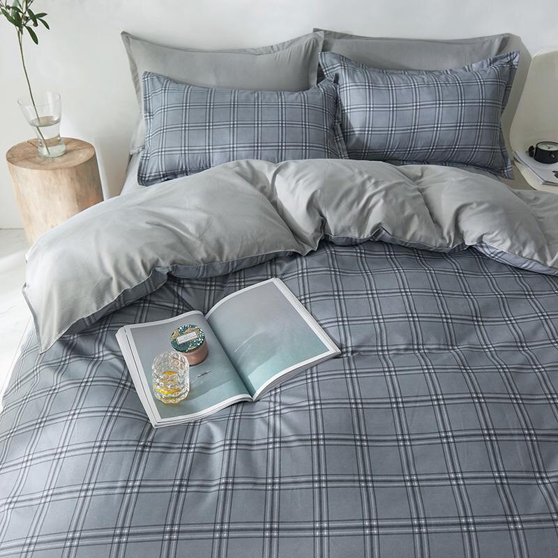 Trọn bộ 4 món cotton poly nhập mẫu xanh kẻ ô vuông