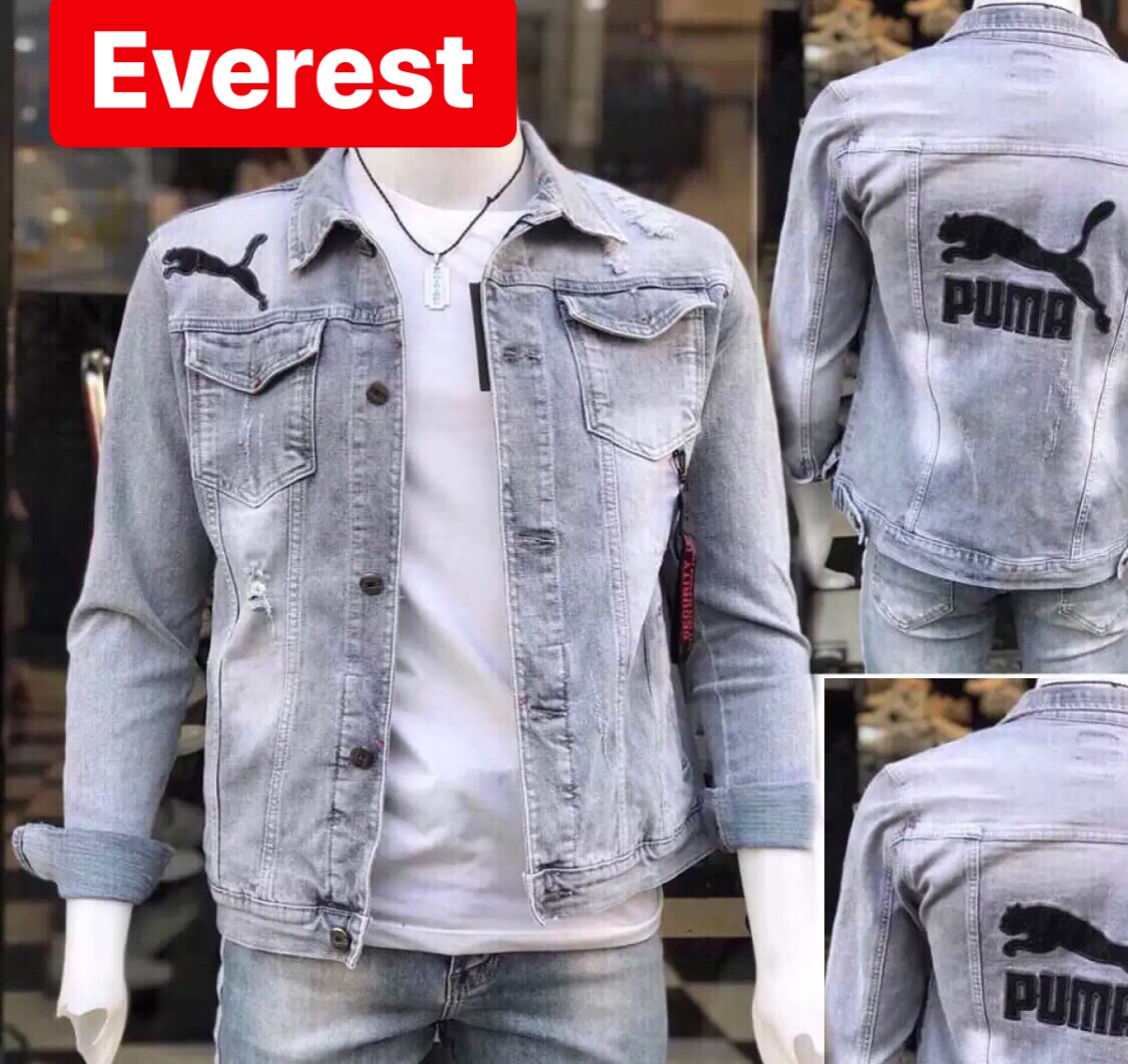 ÁO KHOÁC JEAN NAM CHẤT BÒ XANH THÊU CON BÁO THU ĐÔNG HÈ SEOUL CHẤT MEN NGẦU NEW - EVEREST FASHION