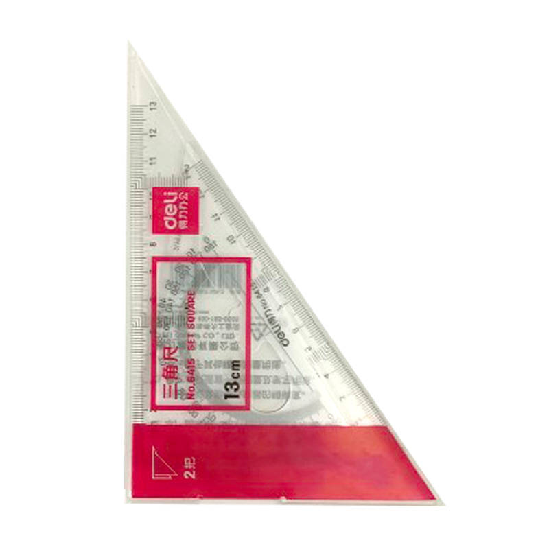 Bộ 2 thước eke đo độ deli nhựa trong ps 13cm - 18cm 6415 - 6420