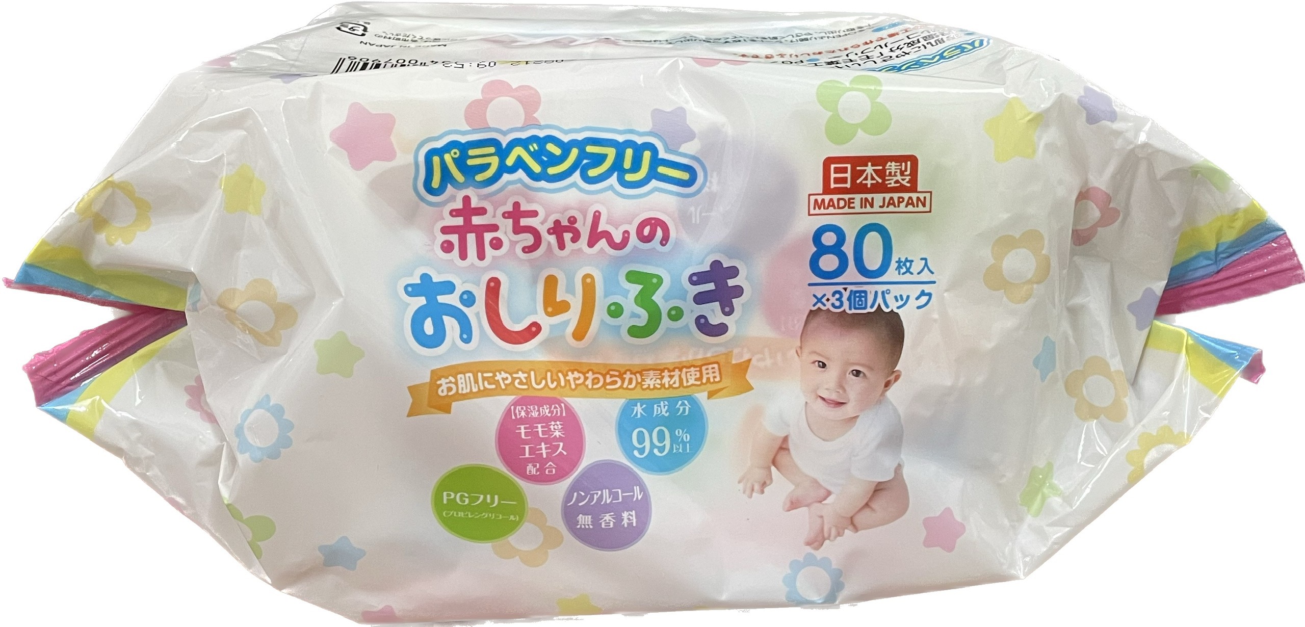 SET 3 GÓI KHĂN GIẤY ƯỚT CHO BÉ NHẬT BẢN (80 TỜ x 3)