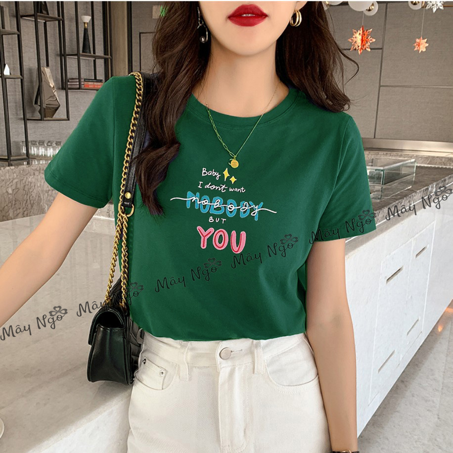 Áo thun nữ thun thái in hình dễ thương form vừa