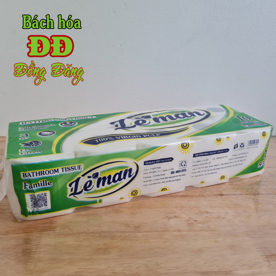 Combo (5 lốc) giấy vệ sinh Leman Xanh Lá 3 lớp (50 cuộn)